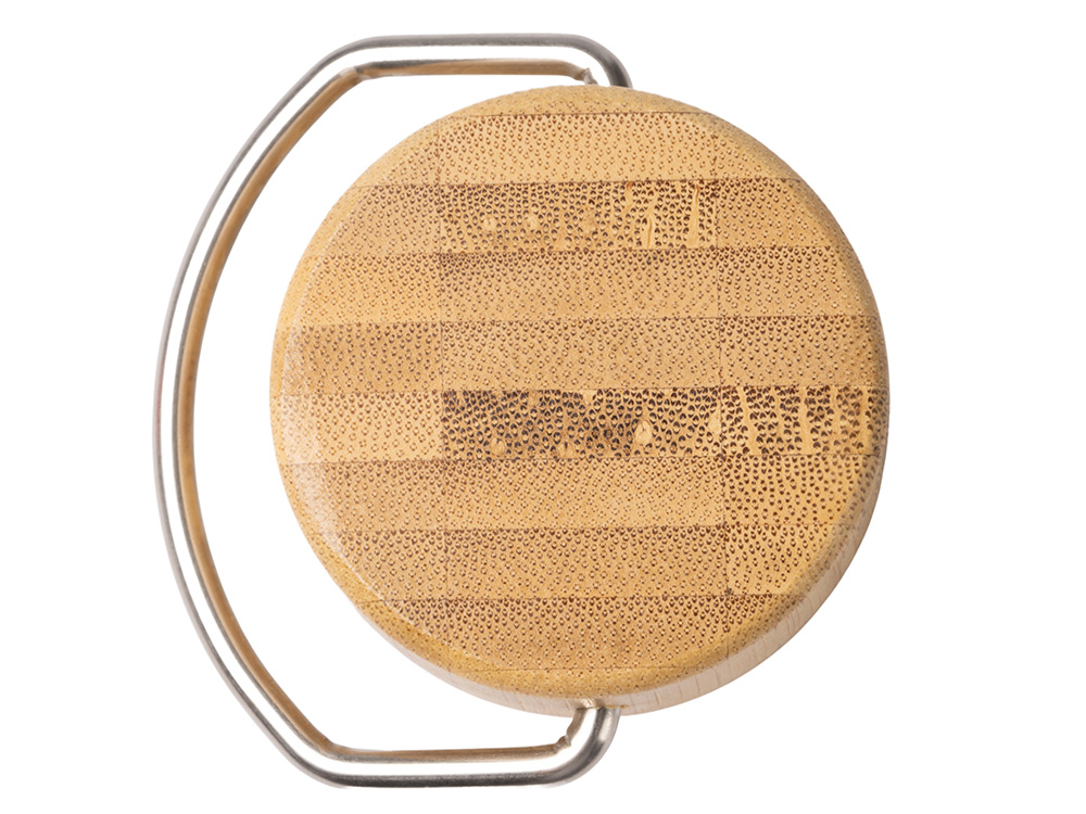 Термобутылка Нобук из переработанной нержавеющей стали, с бамбуковой крышкой, красный-1