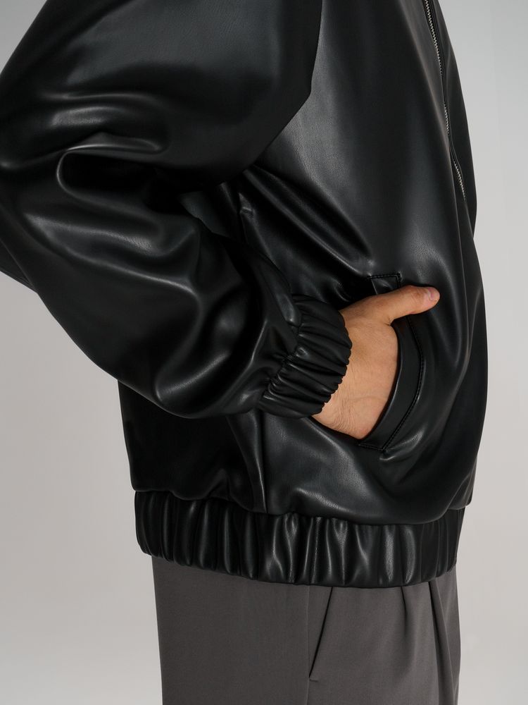 Бомбер из искусственной кожи Univer, черный-5