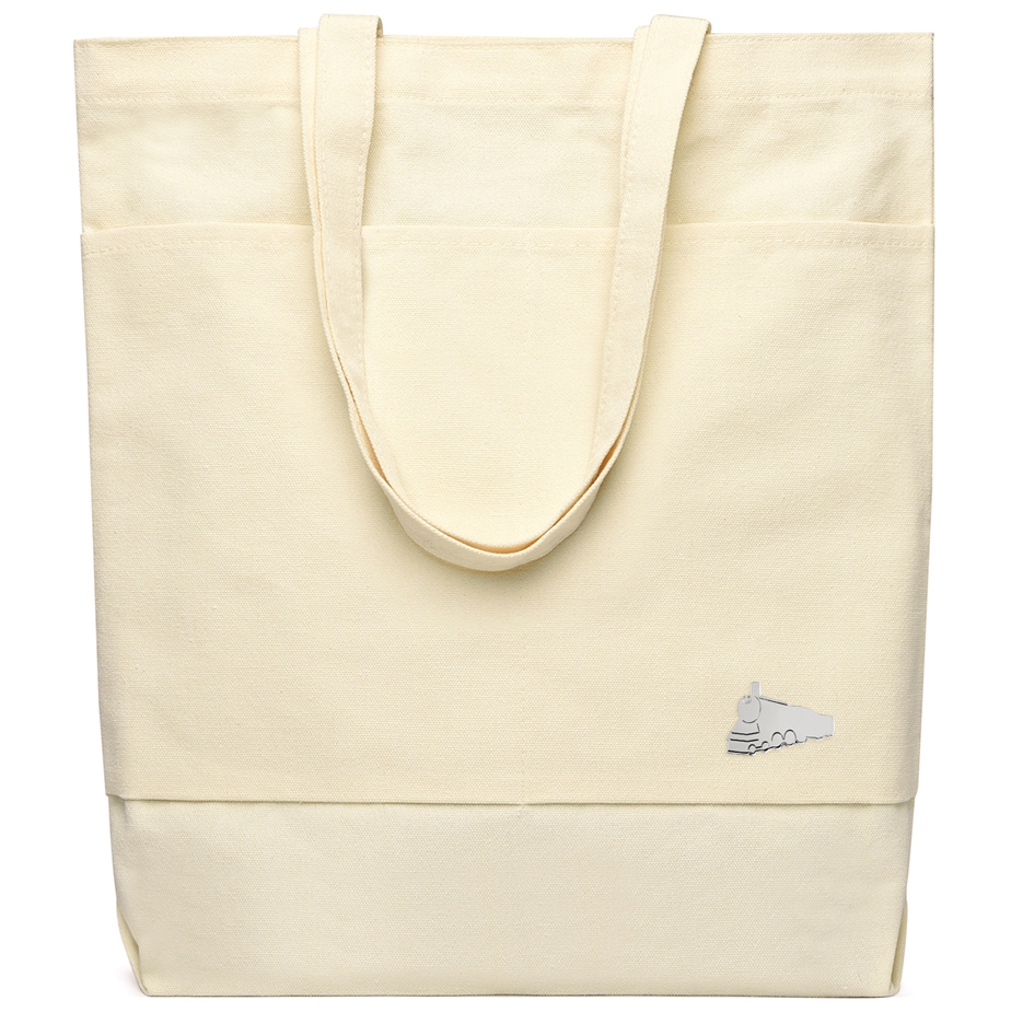 Сумка для покупок JETTA 325 г/м² с шильдом - поезд, натуральный/шильд поезд (серебро)-0