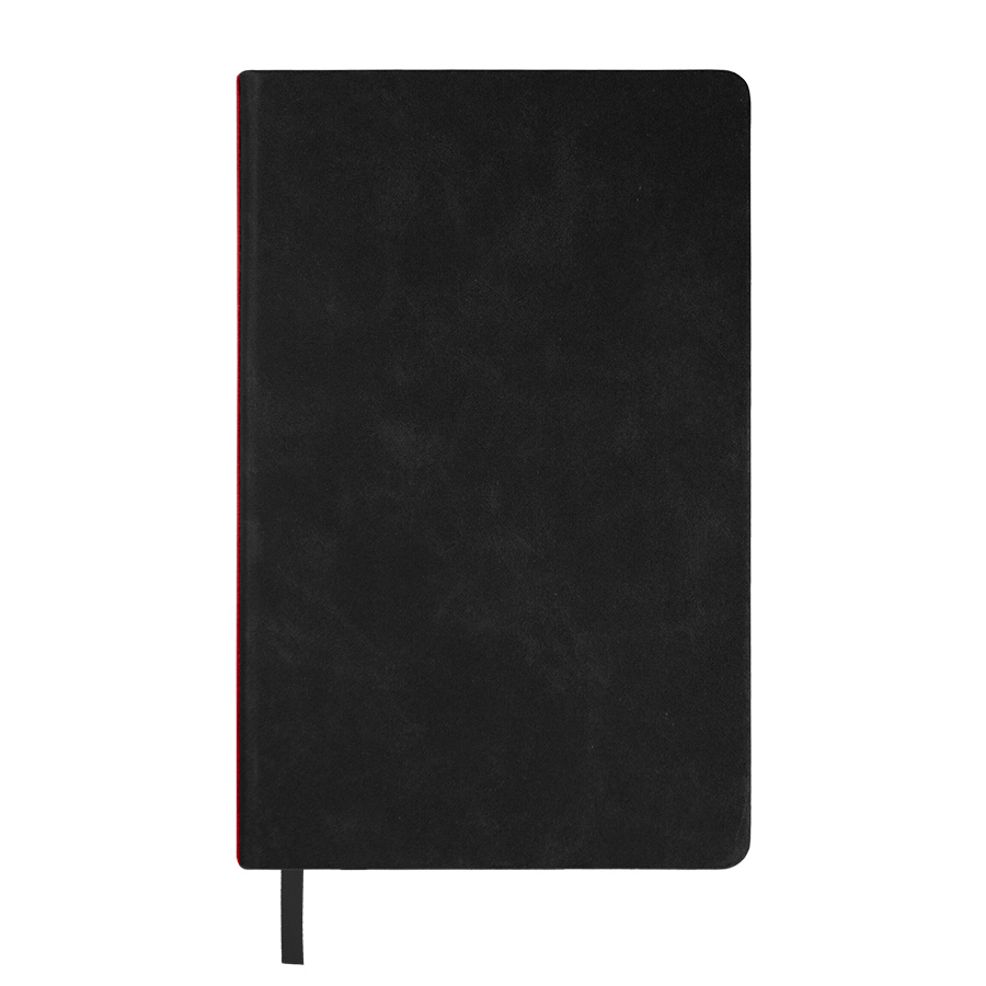 Ежедневник недатированный Muse, черный, формат А5, с декоративной красной полосой, блок в линейку, черный, красный-2