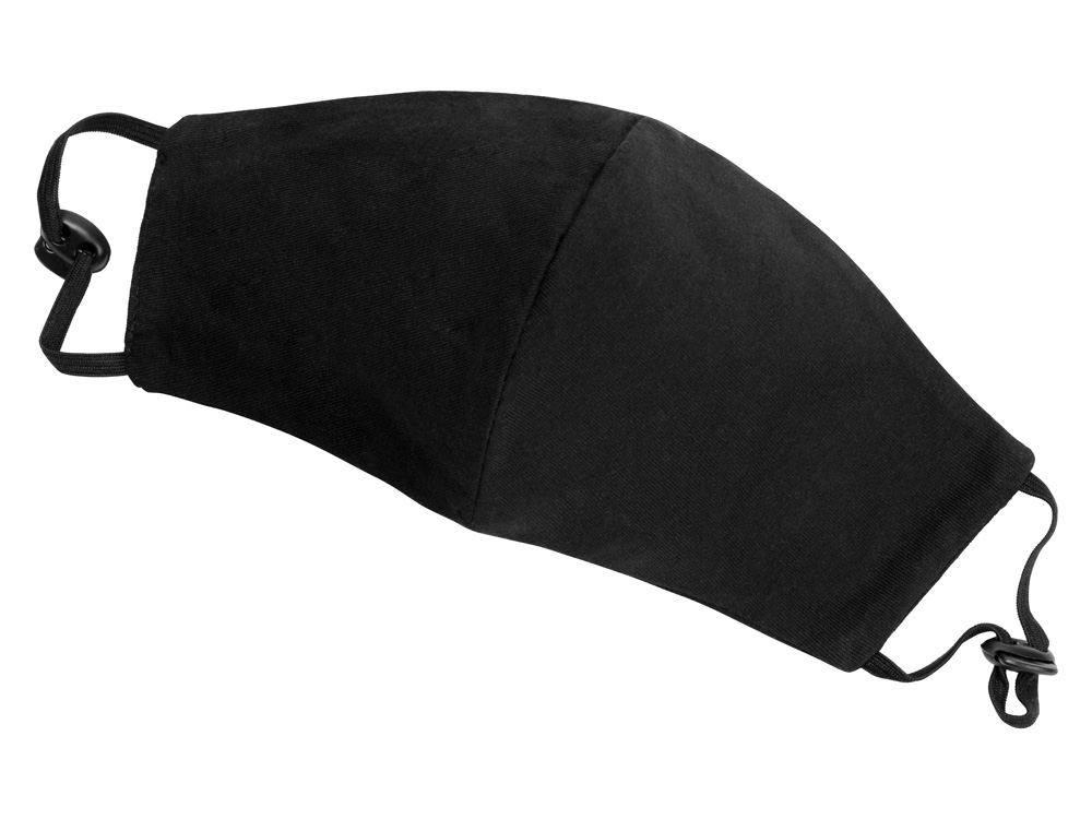 Маска для лица многоразовая с фиксаторами, черная-4