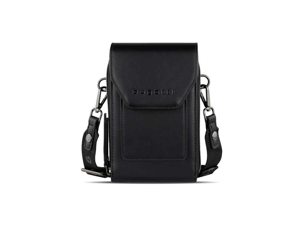 Сумка наплечная BUGATTI Almata, чёрная, полиуретан, 11х4х19 см-1