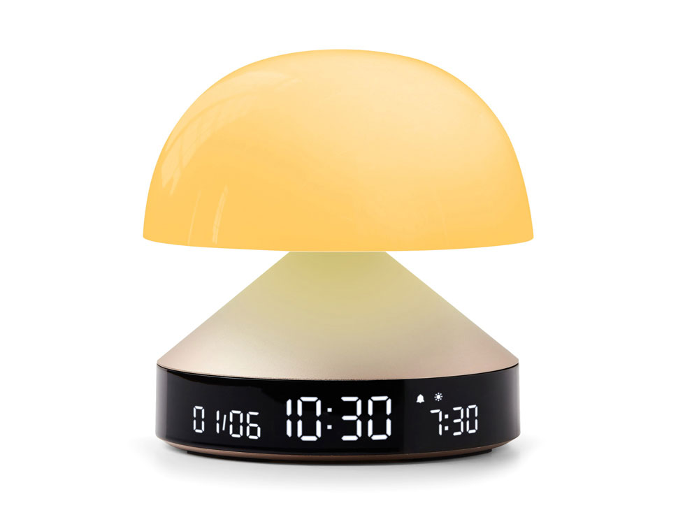 Светильник с часами и световым будильником Mina Sunrise, золотистый-7