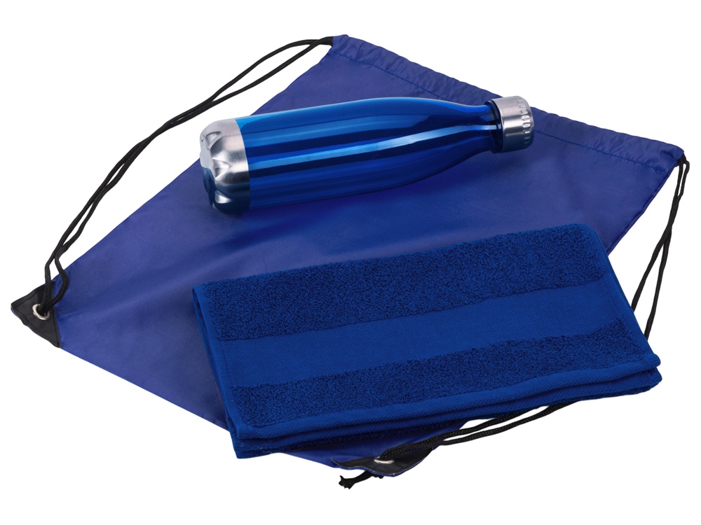 Спортивный набор с бутылкой и полотенцем Beginner, синий-2