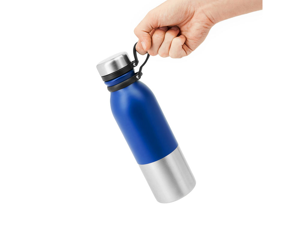 Бутылка ALKE из стали 304 с двухцветным корпусом, 850 мл, серебристый/королевский синий-1