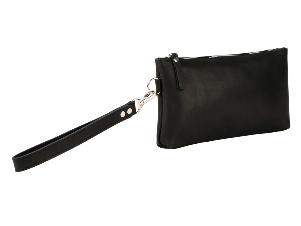 Барсетка кожаная, черный-3