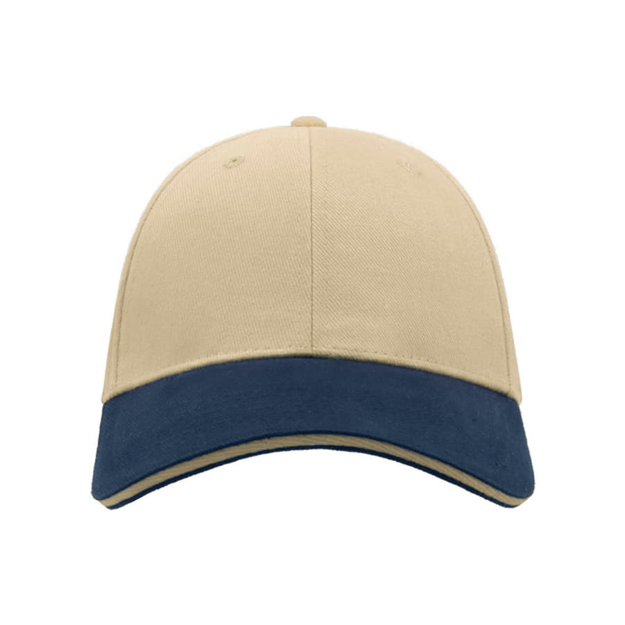 Бейсболка LIBERTY SANDWICH, 6 клиньев, сэндвич, металлическая застежка, бежевый, темно-синий-3