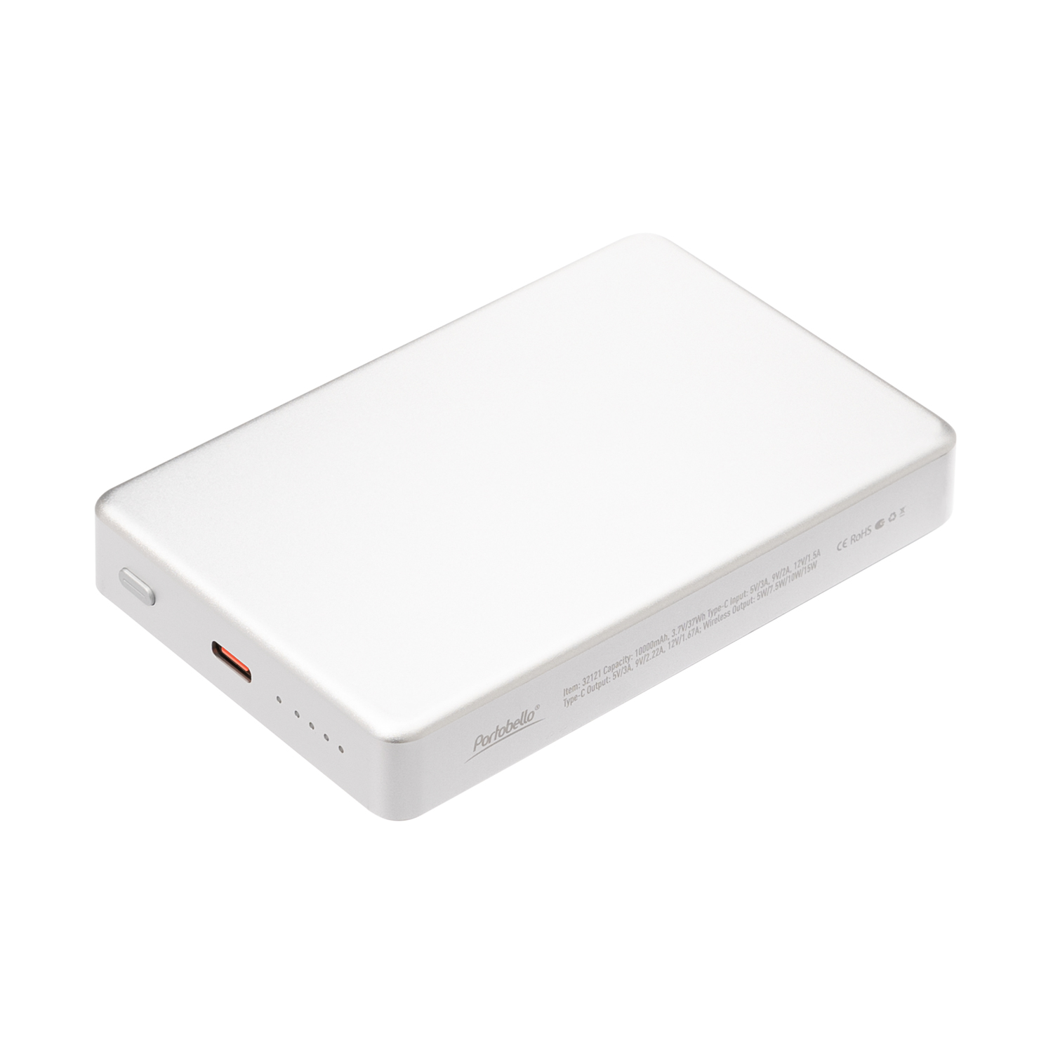 Внешний аккумулятор Atlantis PD Plus 10000mAh с функцией беспроводной зарядки 15W, серебряный-1