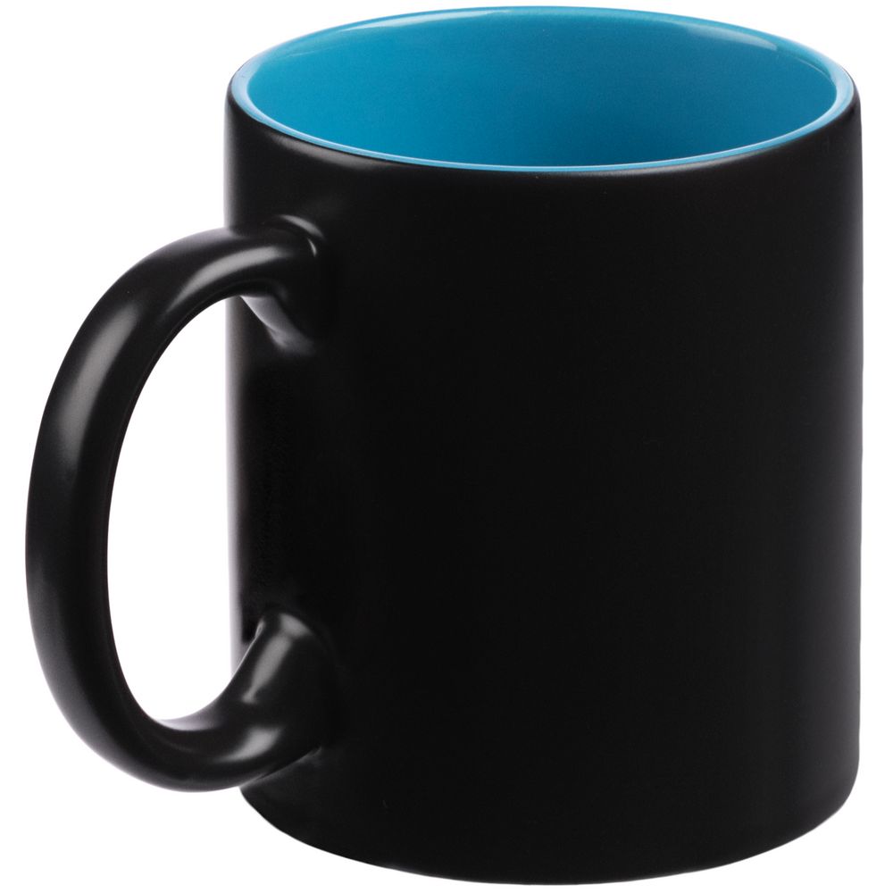 Кружка-хамелеон On Display, матовая, черная с голубым-1