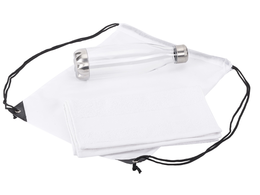 Спортивный набор с бутылкой и полотенцем Beginner, белый-2