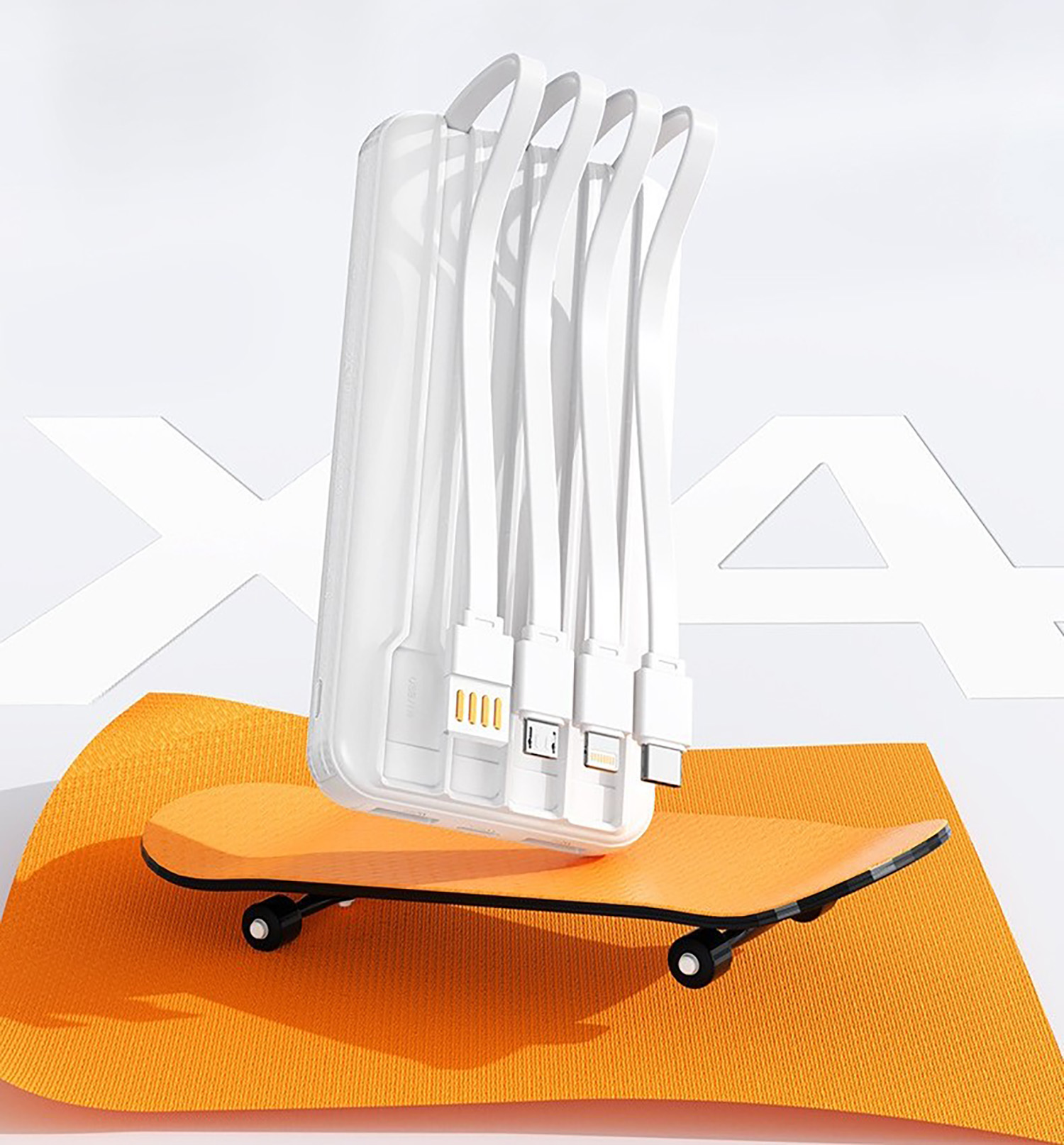 Зарядное устройство "Phantom" 10000 mAh с 4мя встроенными кабелями и цифровым индикатором заряда-3