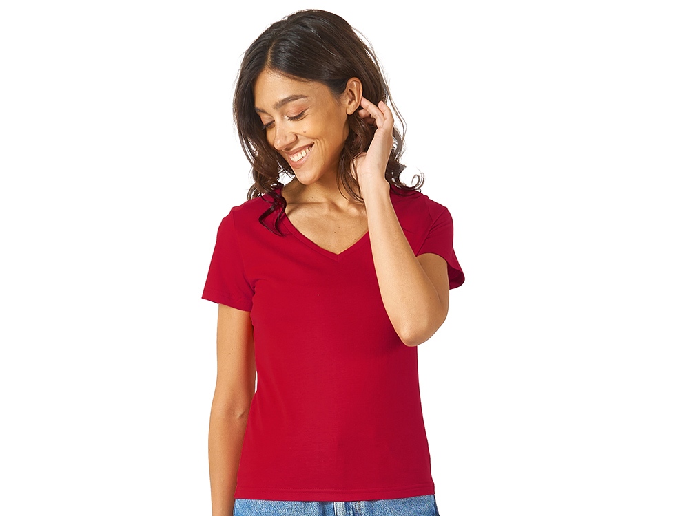 Футболка Heavy Super Club женская с V-образным вырезом, красный-2