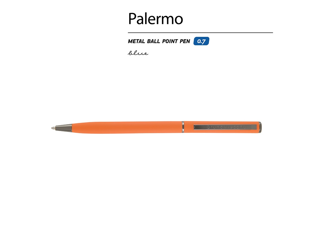 Ручка шариковая автоматическая BrunoVisconti® PALERMO цвет корпуса оранжевый, soft-touch, 0.7 мм-1