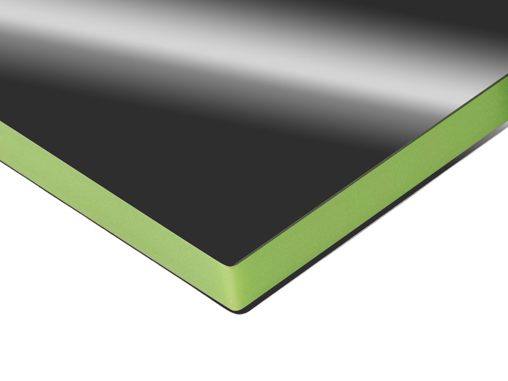 Металлический брелок с пластиковой цветной вставкой SteelPop House, серебристый с зеленым яблоком-2