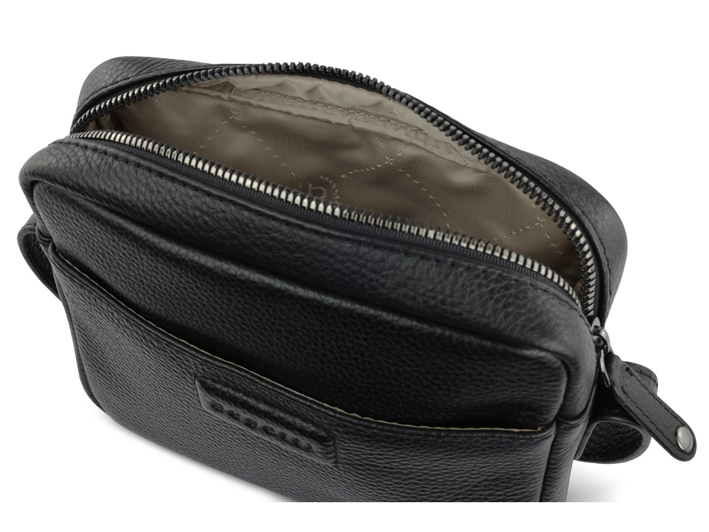 Сумка кросс-боди женская BUGATTI Elsa, чёрная, воловья кожа/полиэстер, 19х5,5х14 см-4