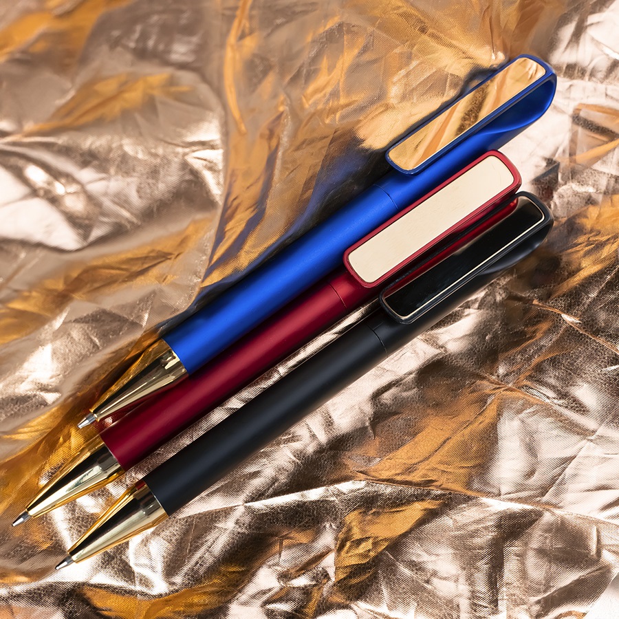 Ручка шариковая GLOSSY GOLD, красный, золотистый-3