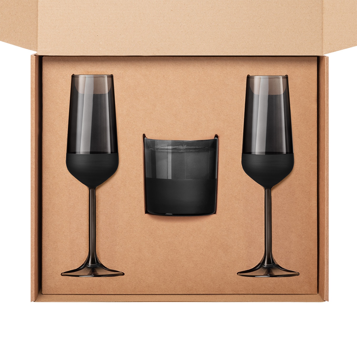 Доп. ложемент под свечу (арт. 73077)  + 2 бокала для шампанского в универсальную коробку (арт. 21006.020)-2
