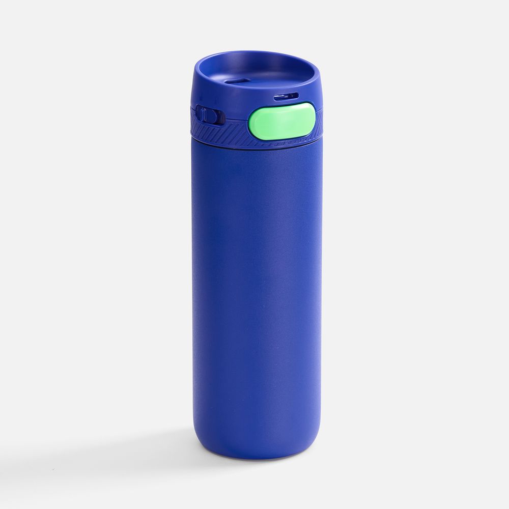 Термостакан X1 с цветной кнопкой, синий с зеленым-1