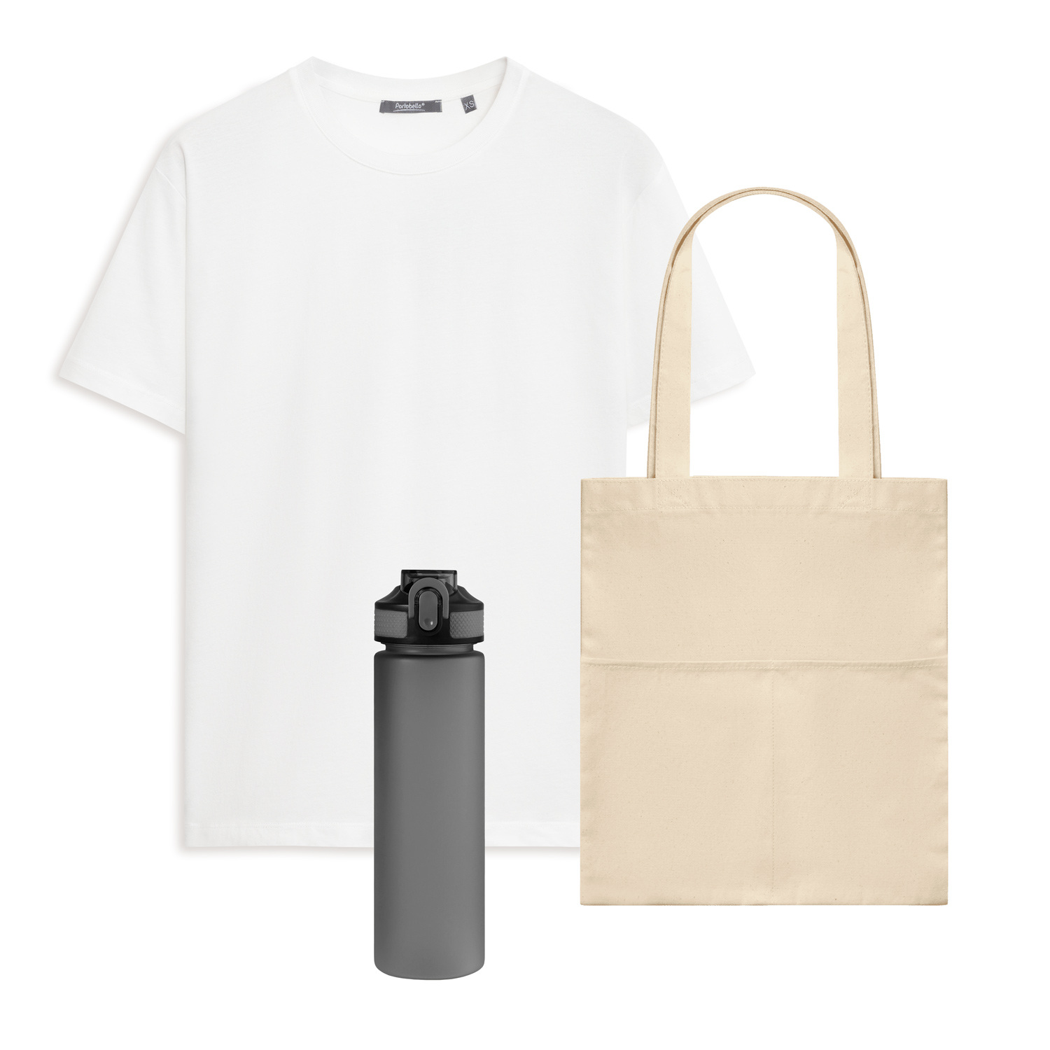 Набор с одеждой Крис (KRIS) (футболка, бутылка, шоппер), белый/серый, M-0