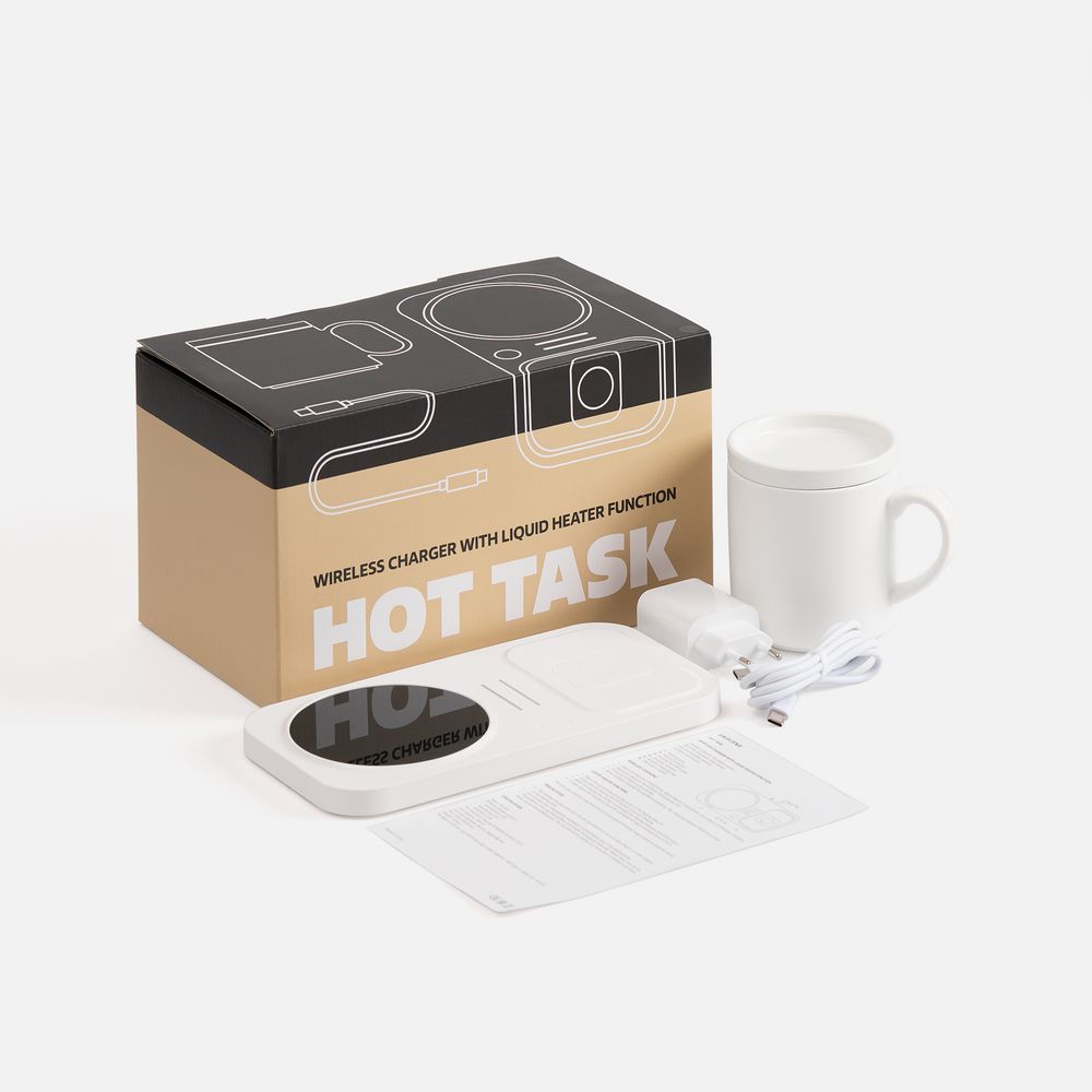Беспроводное зарядное устройство с подогревом кружки Hot Task, белое-7