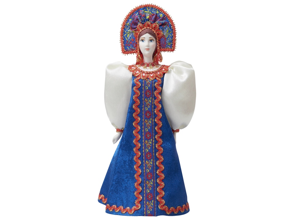 Подарочный набор: кукла фарфоровая, чай Малина с мятой, синий-8