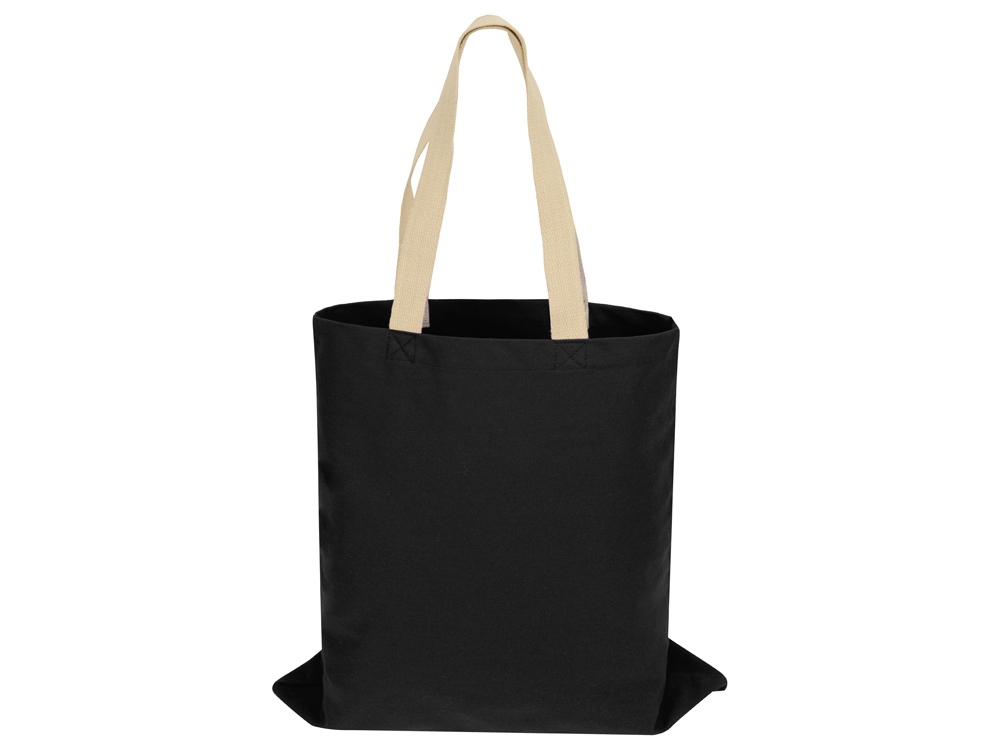 Сумка для шопинга Steady из хлопка с парусиновыми ручками, 260 г/м2, черный-2