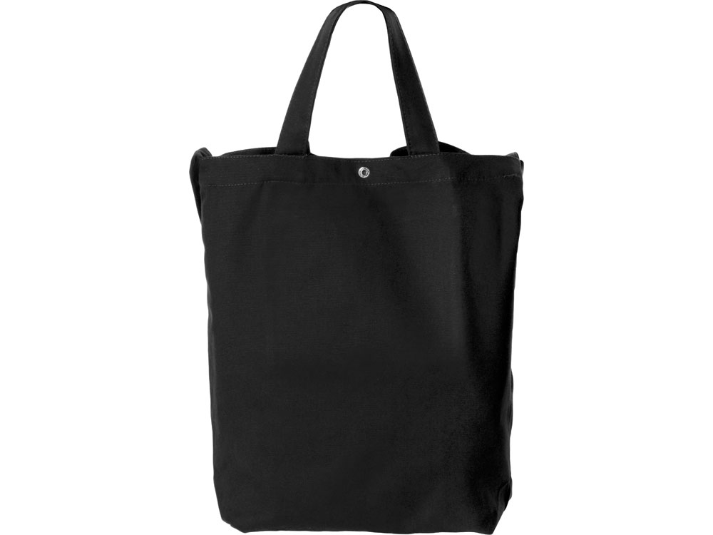 Сумка Helfer из хлопка на кнопке с регулирующейся лямкой, черный-3