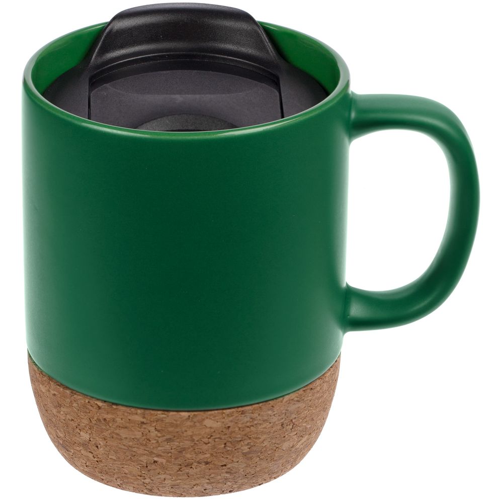 Кружка с пробковой подставкой Corky Walk, зеленая-1