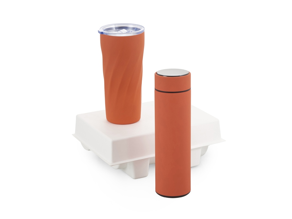 Подарочный набор FAMILY с термосом и термокружкой, оранжевый-0