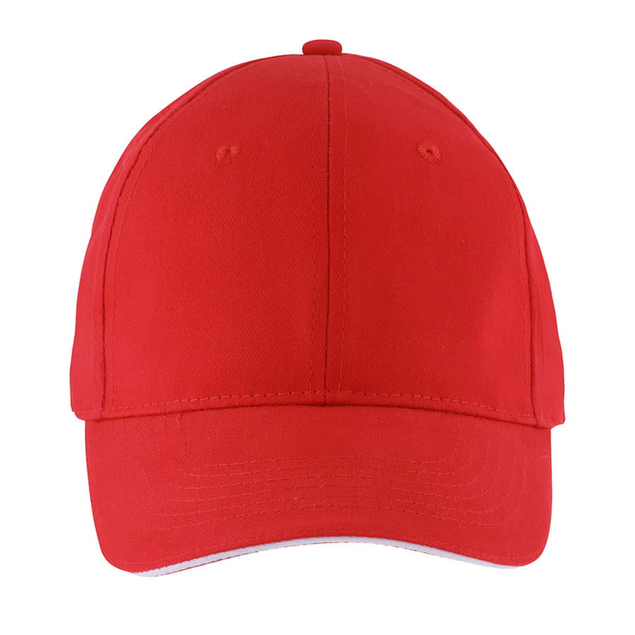 Бейсболка SOLAR, 6 клиньев, застежка на липучке, красный, белый-2