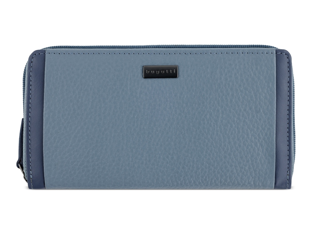 Кошелёк женский BUGATTI Sina, голубой, воловья кожа/полиэстер, 19х3х11 см-1