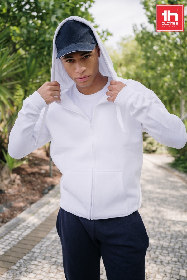 Толстовка мужская с капюшоном на молнии AMSTERDAM 320, белый-1