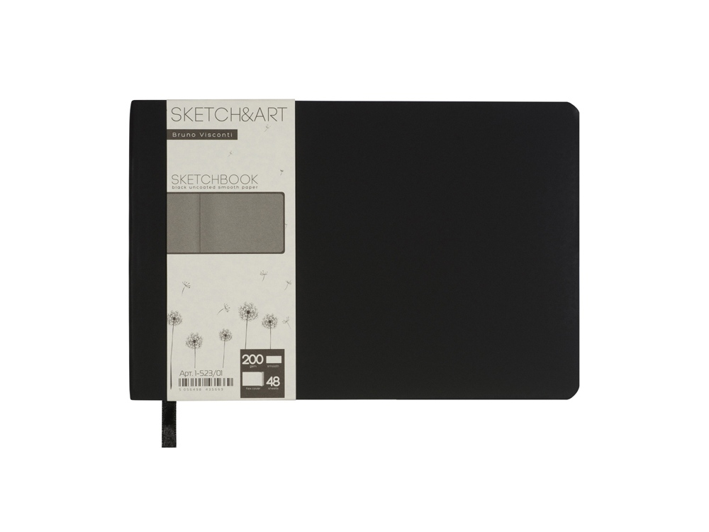 Скетчбук Sketch & Art в мягком переплете 210х140 мм, 48 л. черной бумаги 200 гр., черный-1