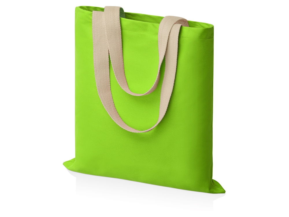 Сумка для шопинга Steady из хлопка с парусиновыми ручками, 260 г/м2, зеленое яблоко-0