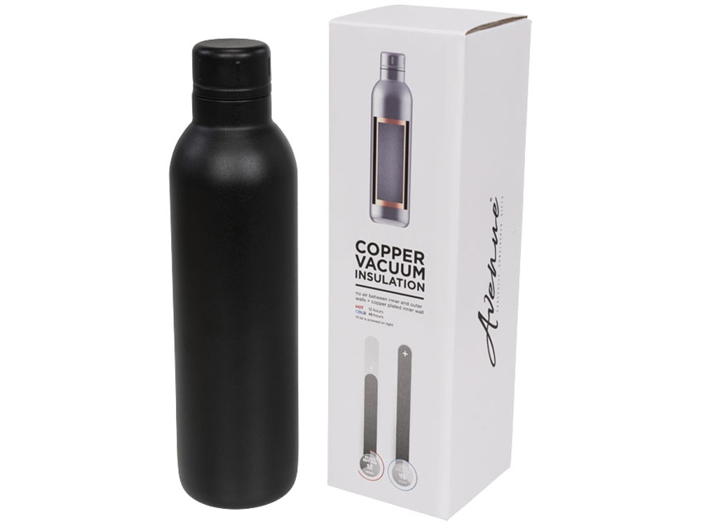 Спортивная бутылка Thor с вакуумной изоляцией объемом 510 мл, черный-0