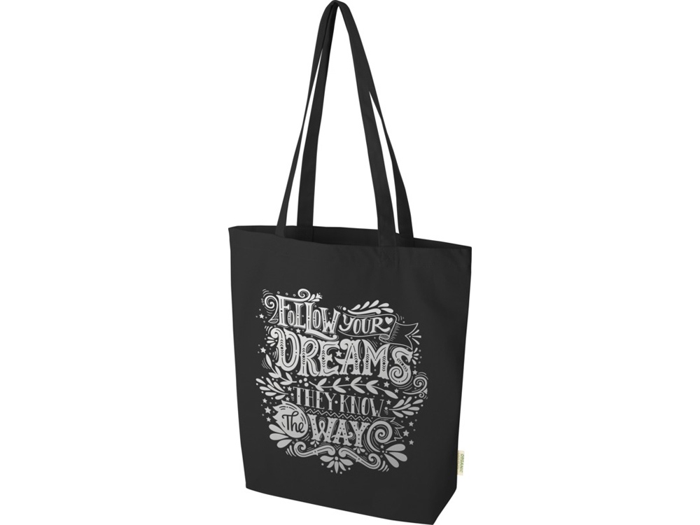 Orissa эко-сумка из органического материала GOTS, плотностью 270 г/м² - сплошной черный-5