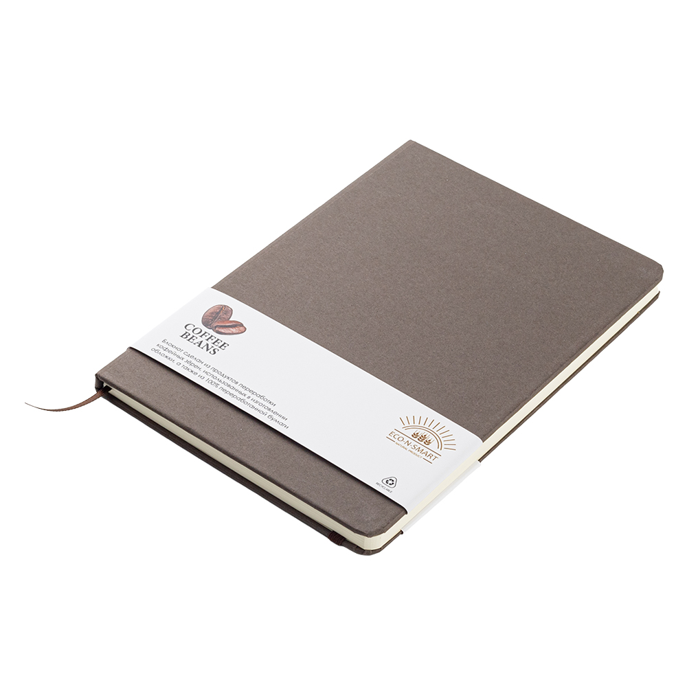 Блокнот из растительного сырья Tutti Frutti в твёрдом переплёте, Чёрный кофе-0