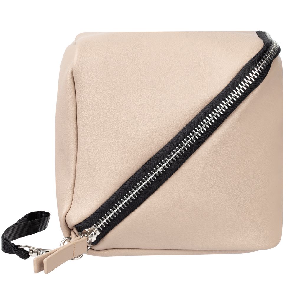 Дорожная косметичка Cubo, бежевая с логотипом-4