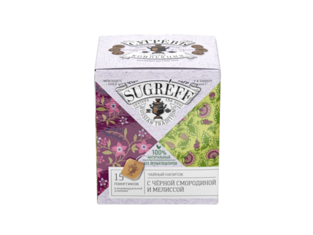 Чайный напиток с Листом черной смородины, мелиссой в индивидуальном саше конверте, 15 пакетиков-1