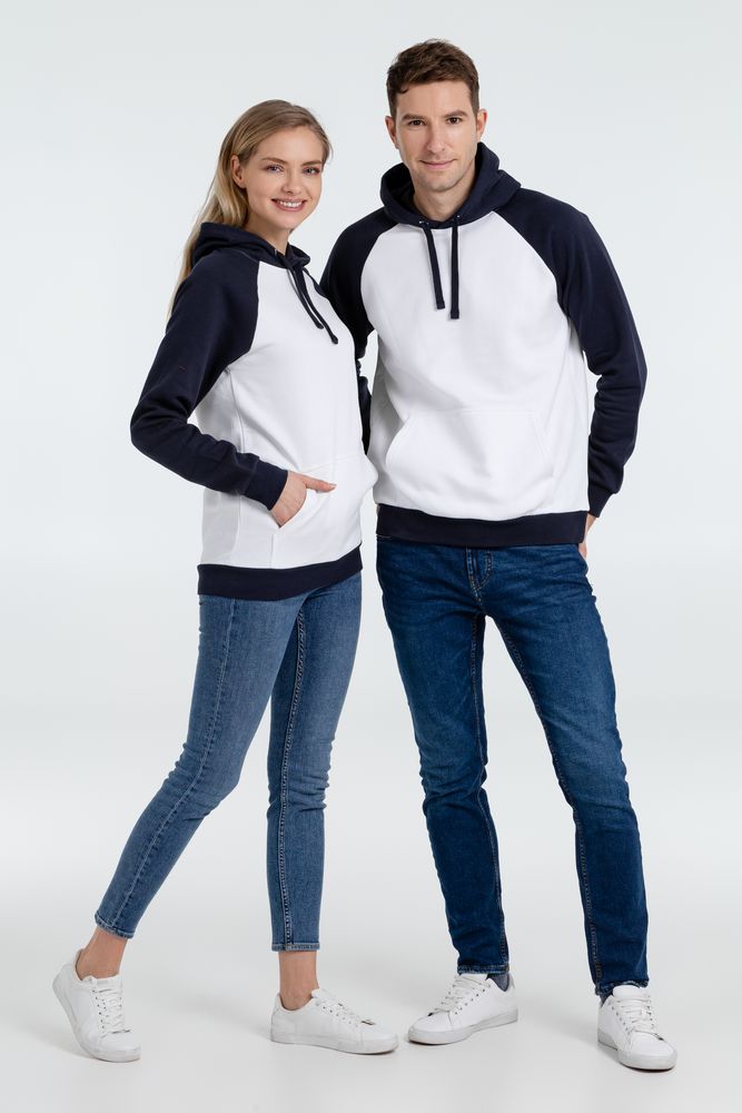 Толстовка унисекс Seattle, белая с темно-синим-6