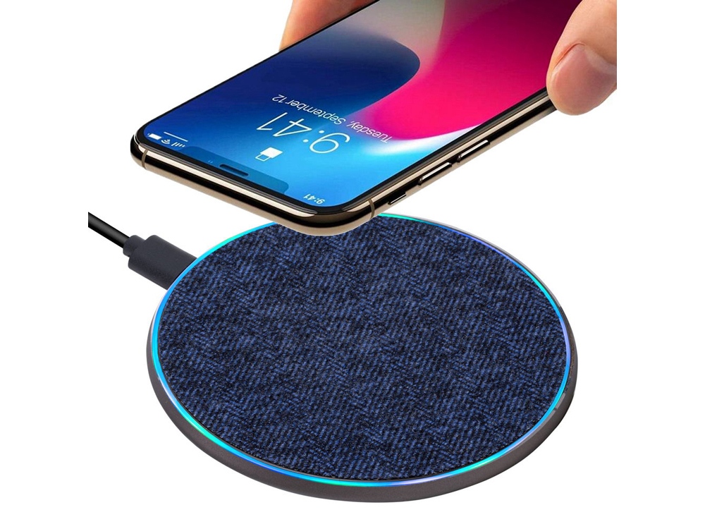 RIVACASE VA4915 BL3 беспроводное ЗУ 10 Вт, синяя ткань, 12/96-7