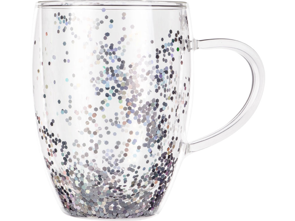 Кружка с двойными стенками с блестками, 360 мл, серебристый-3