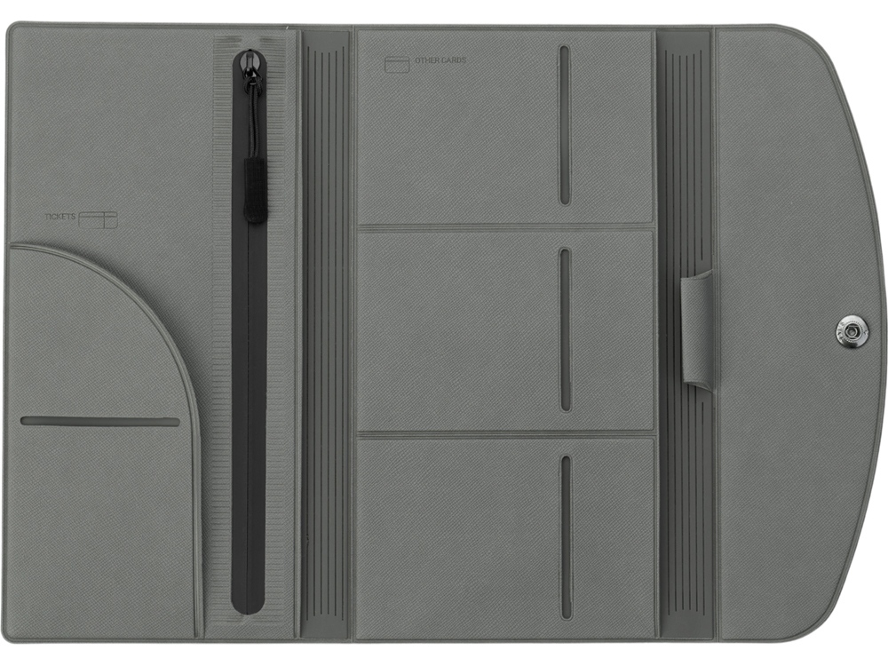 Органайзер для документов на кнопке с отделением для купюр и ручки, упаковка в индивидуальный пакет, серый-4