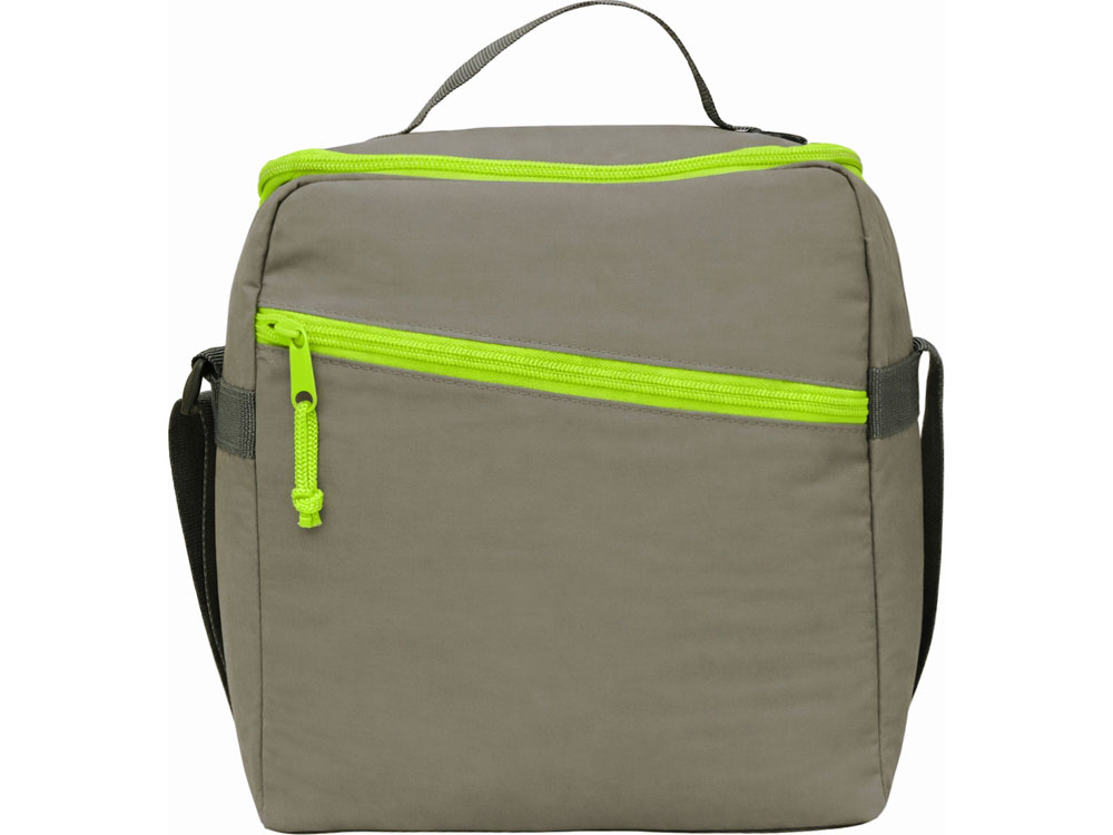 Изотермическая сумка-холодильник Neo Classic c контрастной молнией, серый/зеленое яблоко-7