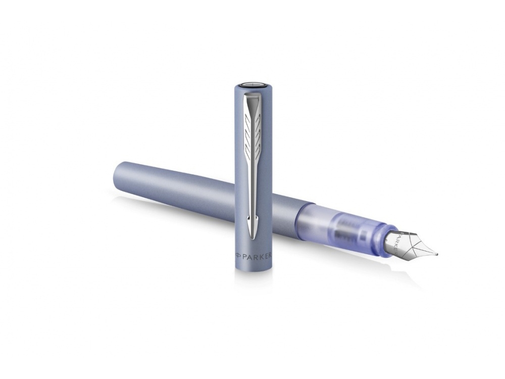 Перьевая ручка Parker Vector XL Silver Blue CT, цвет чернил blue, перо: F/M, в подарочной упаковке.-2
