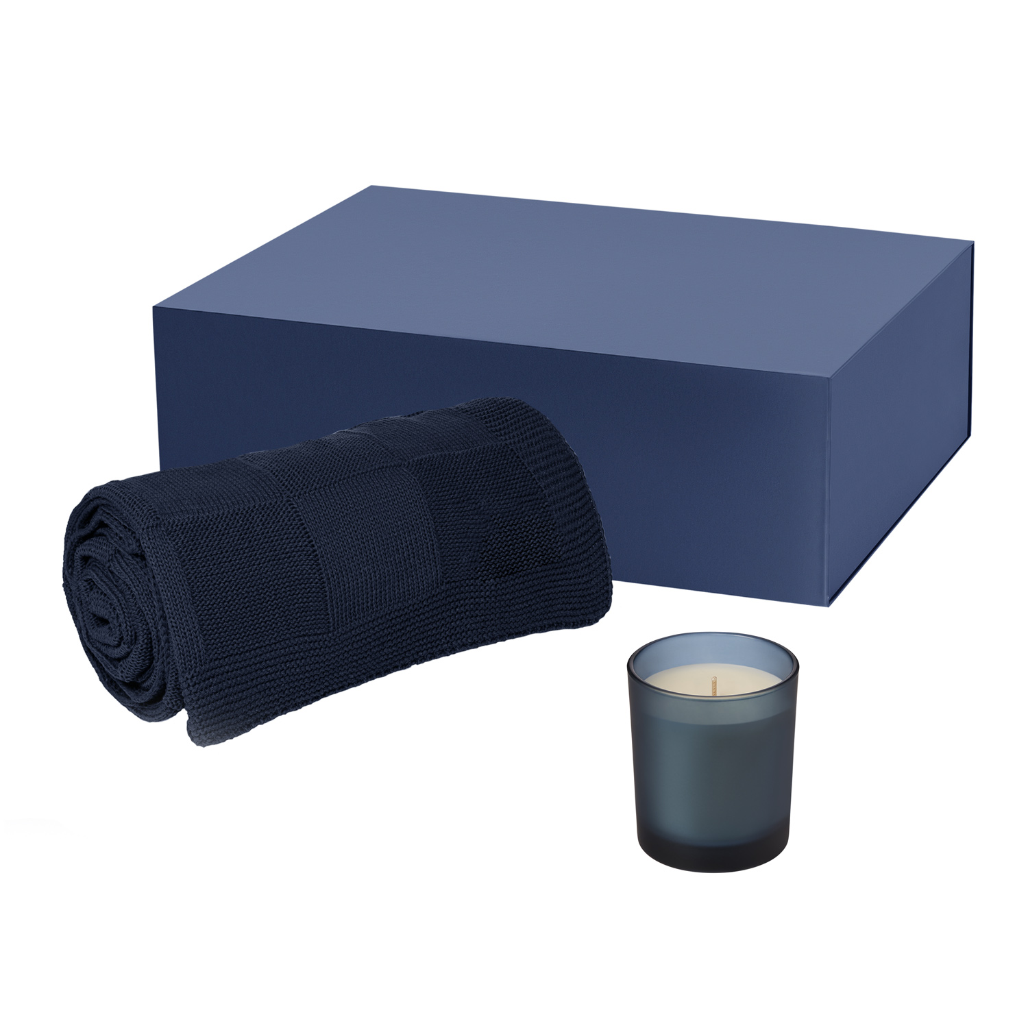 Подарочный набор Энигма (Enigma), Селла (Cella), синий (свеча, плед)-0