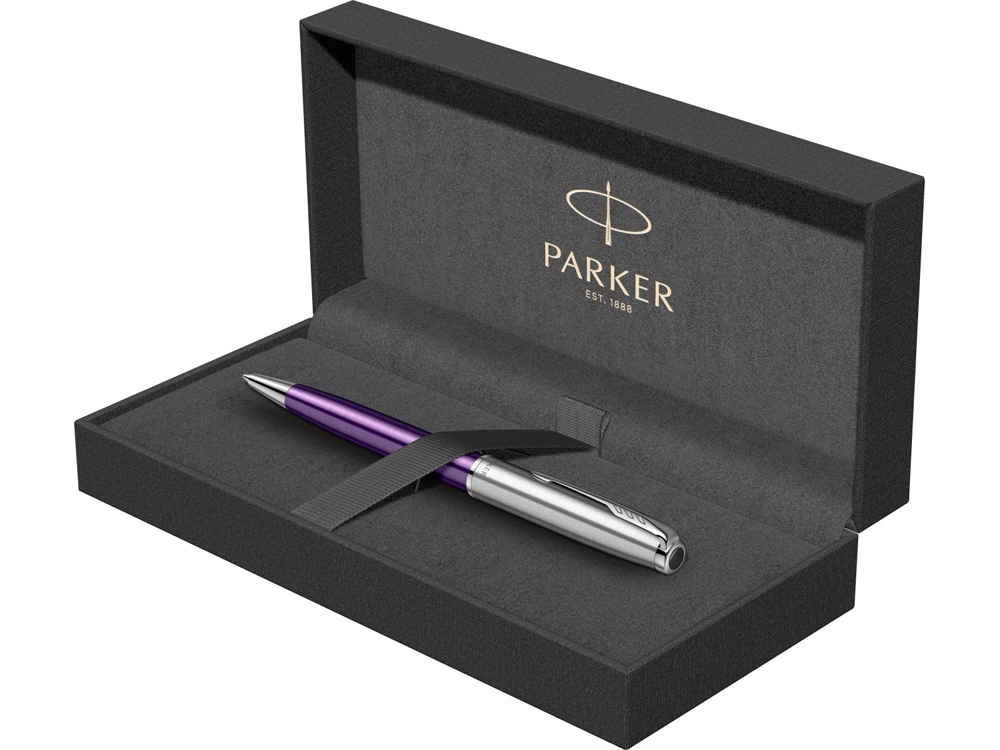 Шариковая ручка Parker Sonnet Essentials Violet SB Steel CT, цвет чернил black, перо: M, в подарочной упаковке.-3