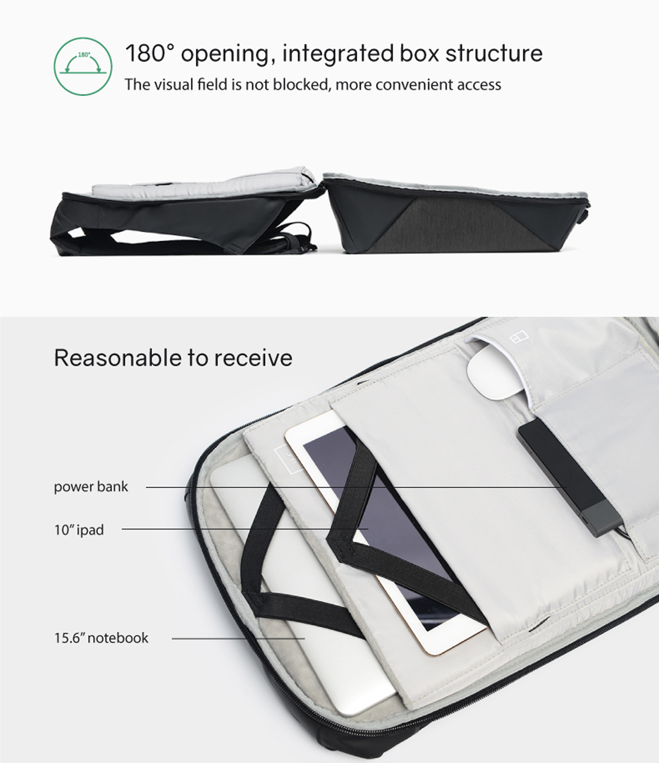 Рюкзак KORIN ClickPack 46х34х16 см, черный/серый-9