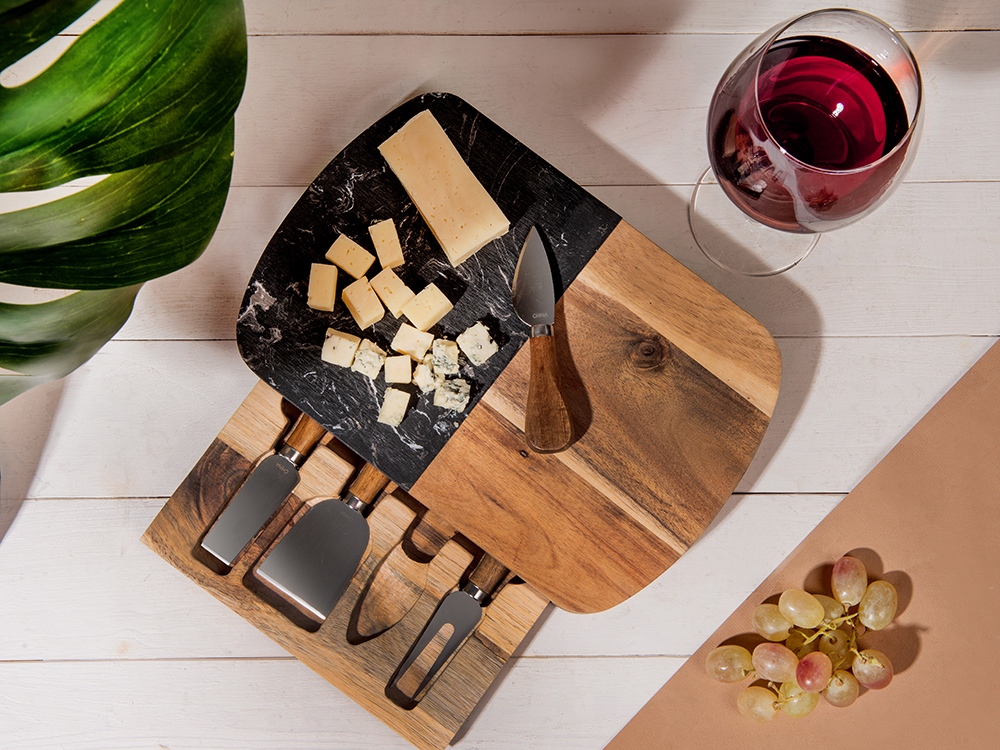 Набор для сыра в подарочной коробке из акации и мрамора Date-5