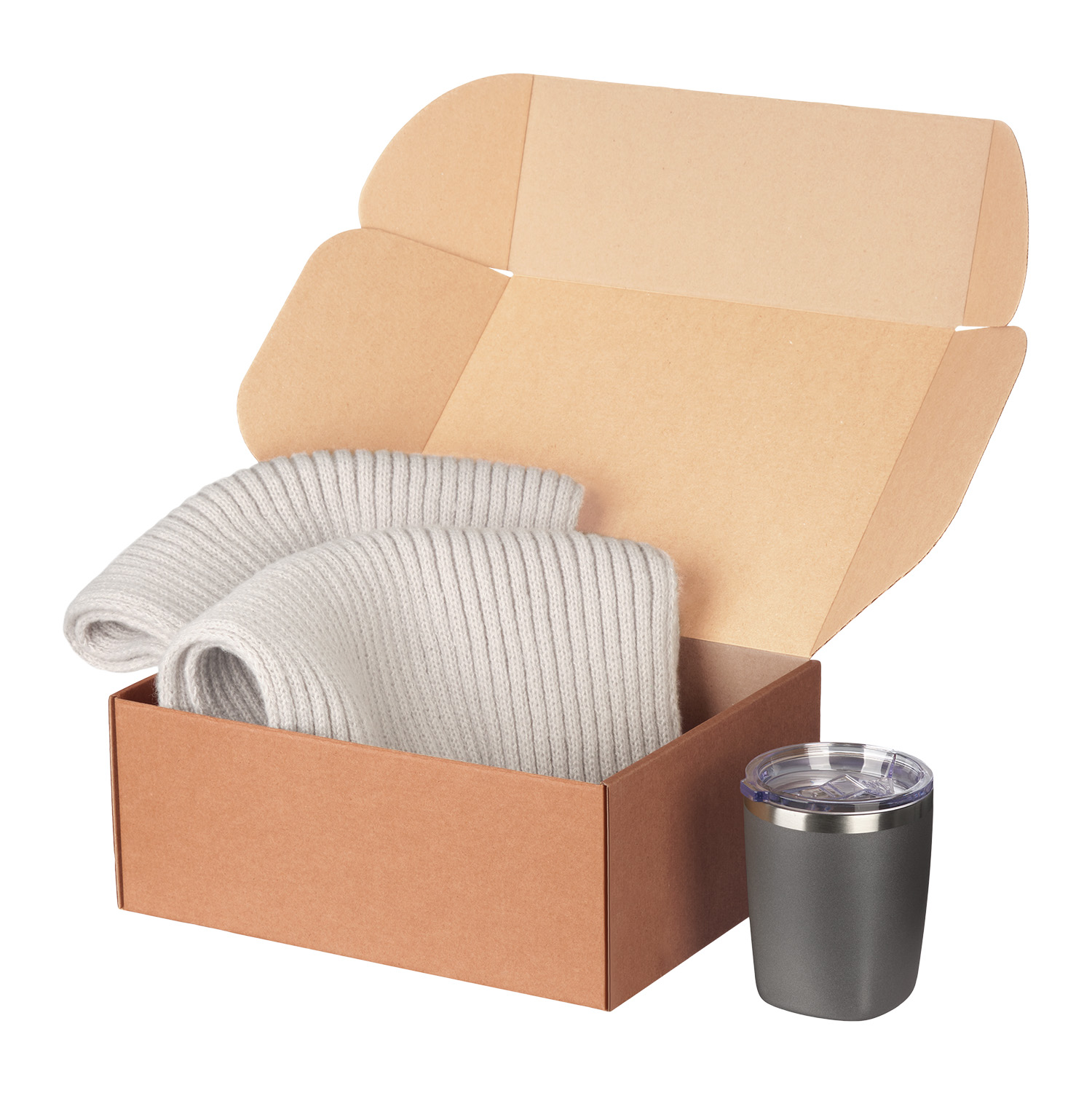 Подарочный набор Forges, серый (шарф, термокружка)-0